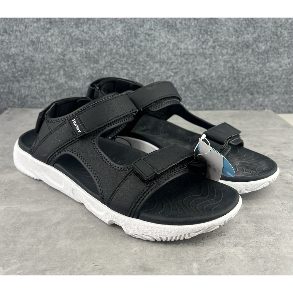 Hurley Oceanside Mens 13 Black Sport Sandals Adjustable Straps NWT 1961927